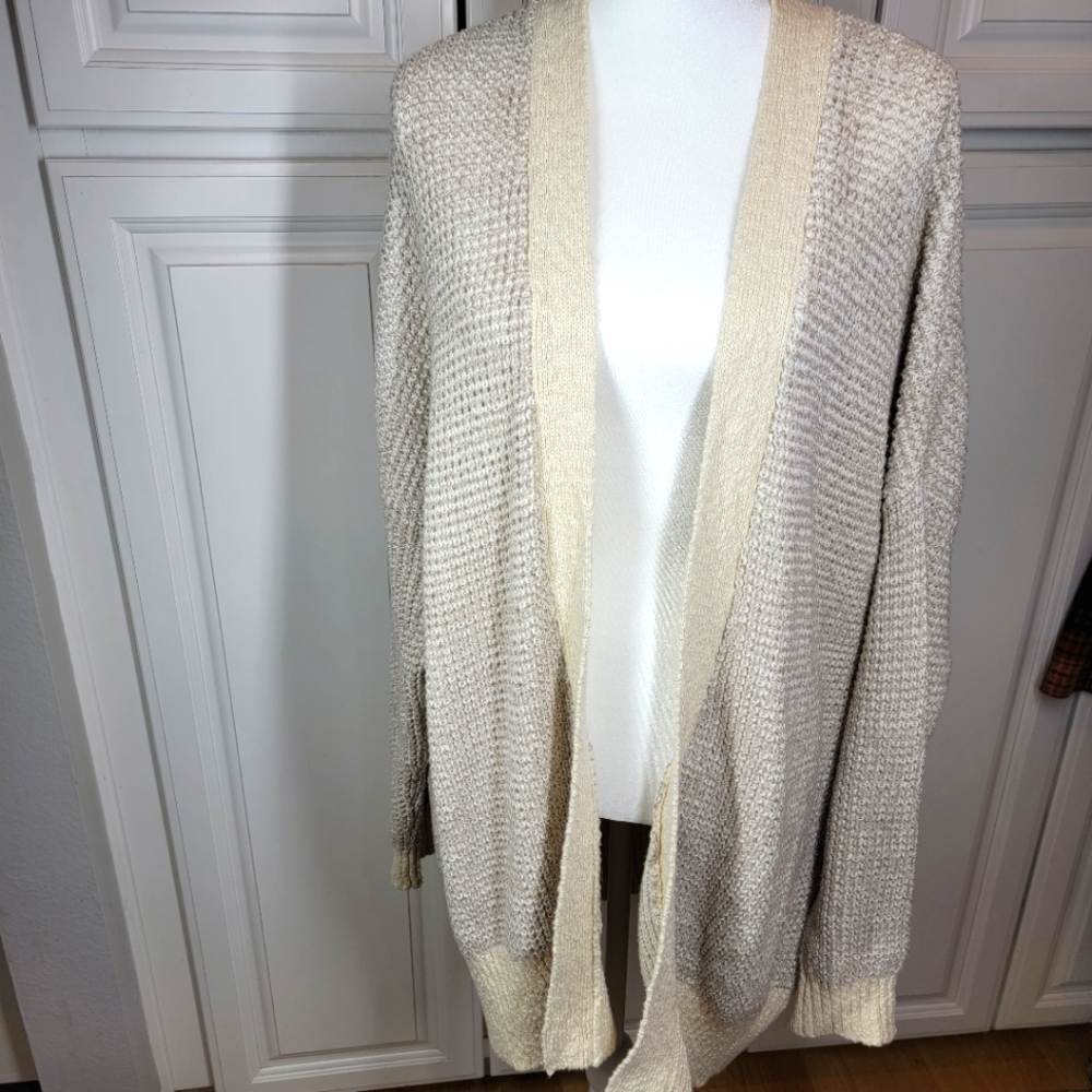 Urban Outfitters Neutral Cream and Beige Open Cardigan